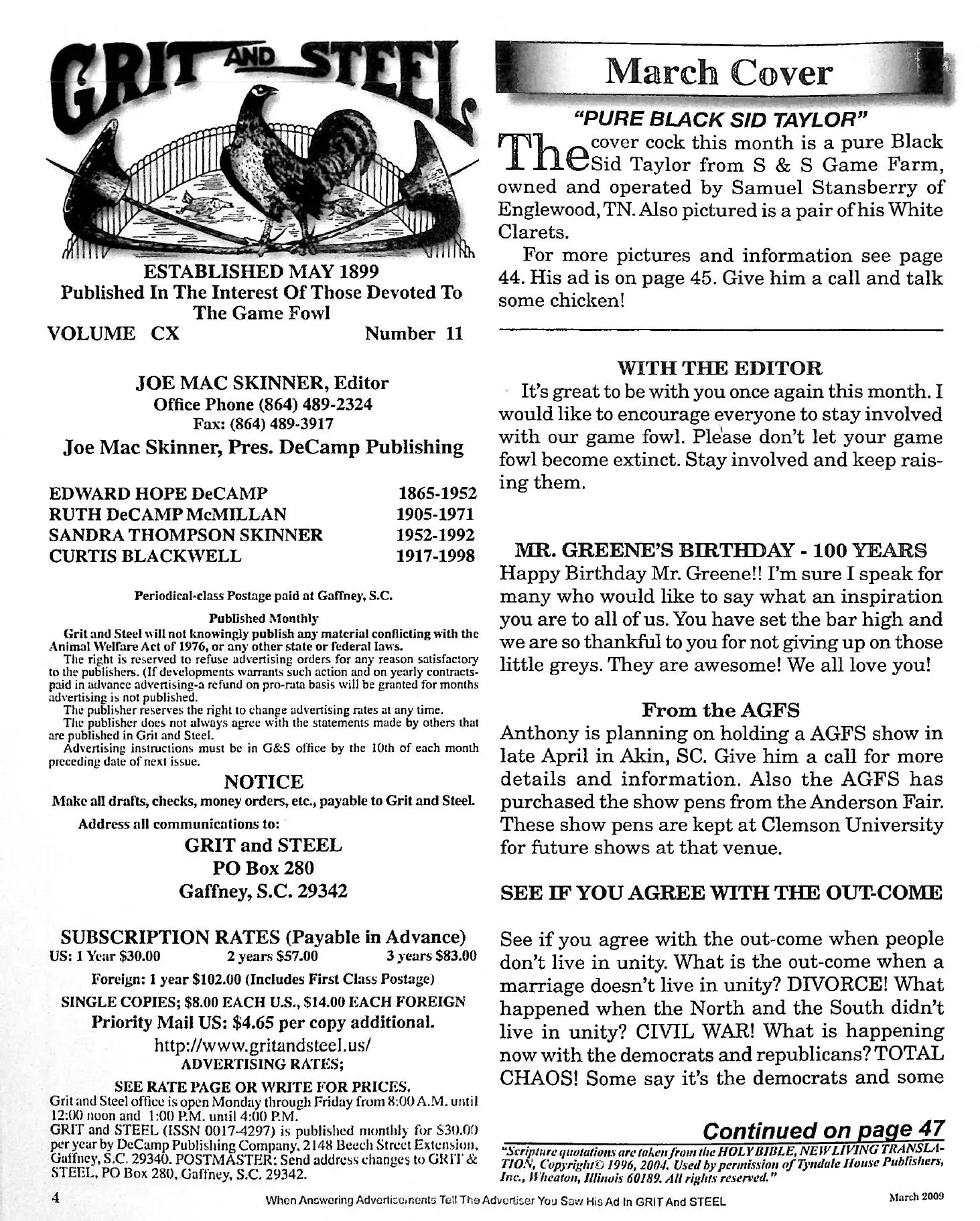 Grit & Stel March 2009 editorial page