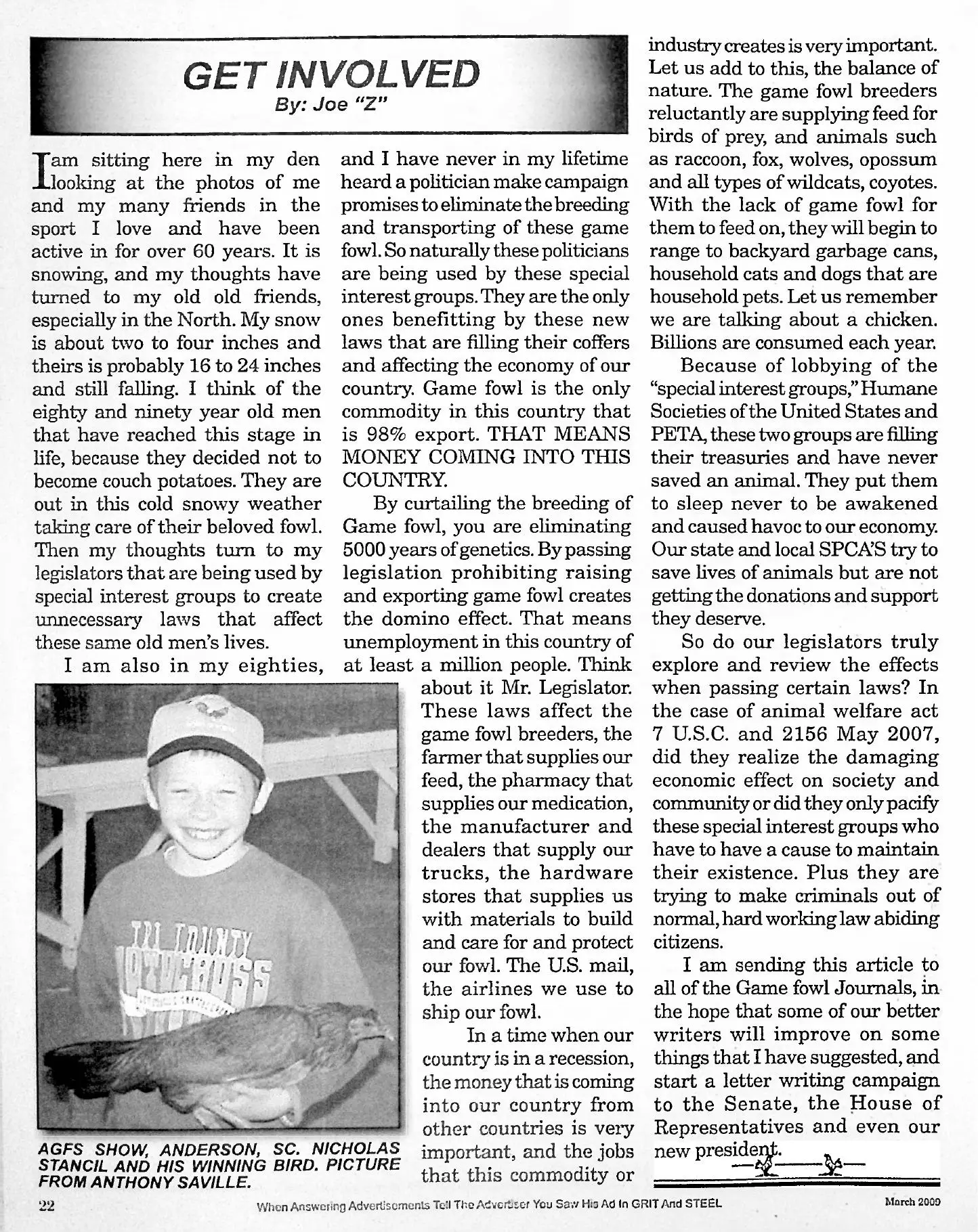 Grit & Steel March 2009 Get Involved article page